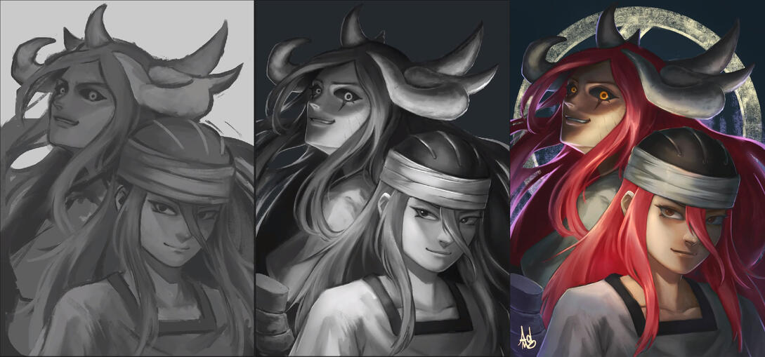 A fanart of Tayuya woth workflows